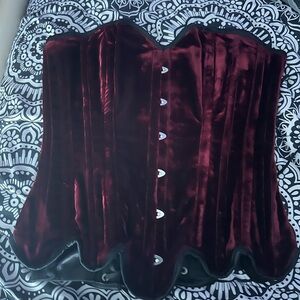 Renaissance Fair Steel Boned Maroon Velvet Corset READ DESCRIPTION FOR SIZE